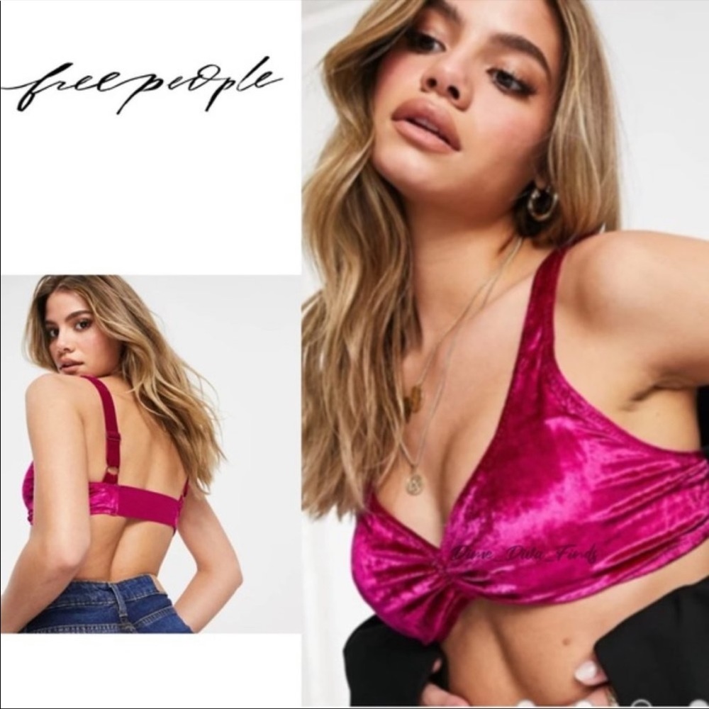Free People Rhiannon Soft Bralette Red Berry - Picture 2 of 8